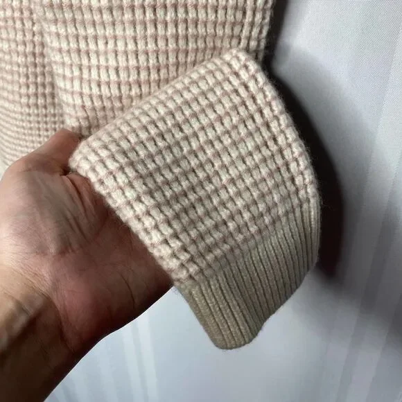 Nordstrom Signature Cashmere Boxy Waffle Knit Pink Hush Drop Sleeve Sweater - Picture 2 of 8